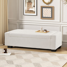 Load image into Gallery viewer, Textured Boucle Ottoman Bench With Hinged Lid For Seating And Storage - Beige
