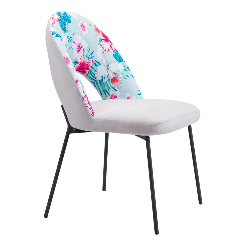 Velvet Steel Velvet Steel Tropical Floral Dining Side Chairs (Set of 2) - Gray