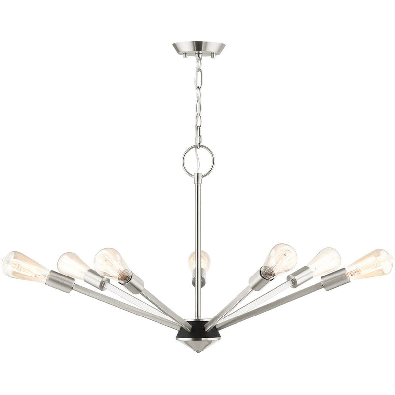 20'' Seven Light Dimmable Chandelier With Shades - Nickel