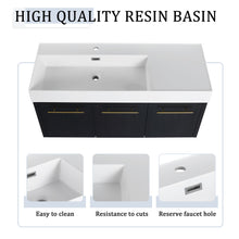 Load image into Gallery viewer, Modern Chestnut Wall Mounted Bathroom Vanity With Left Resin Sink And Storage Rack - Black Chestnut

