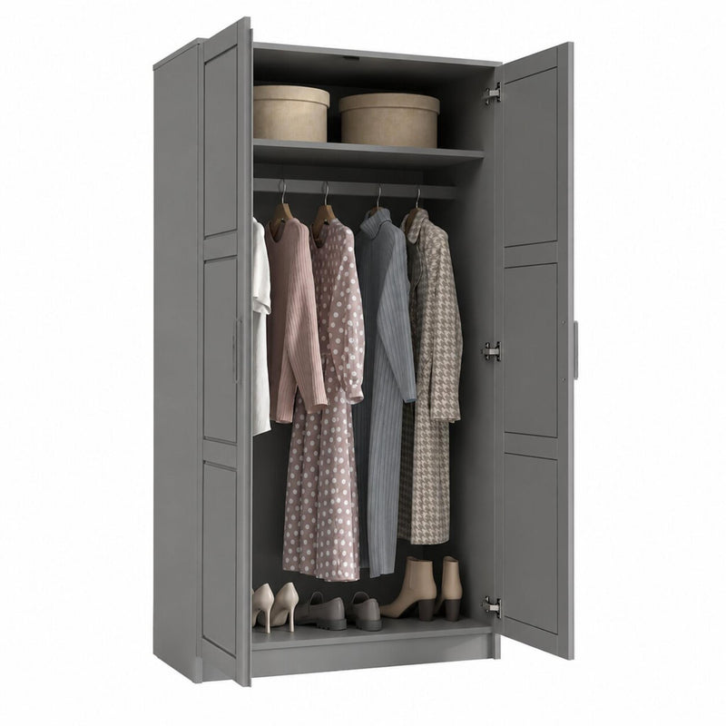 Solid Wood Two Door Combo Dresser - Gray