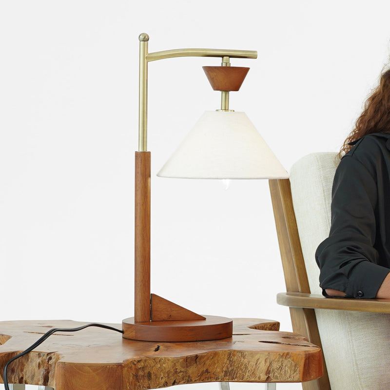 Nightstand Desk Lamp With Cone Shade For Eye Protection - Brown