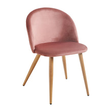 Load image into Gallery viewer, Upholstered Velvet Dining Side Chairs (Set of 2) - Pink / Oak
