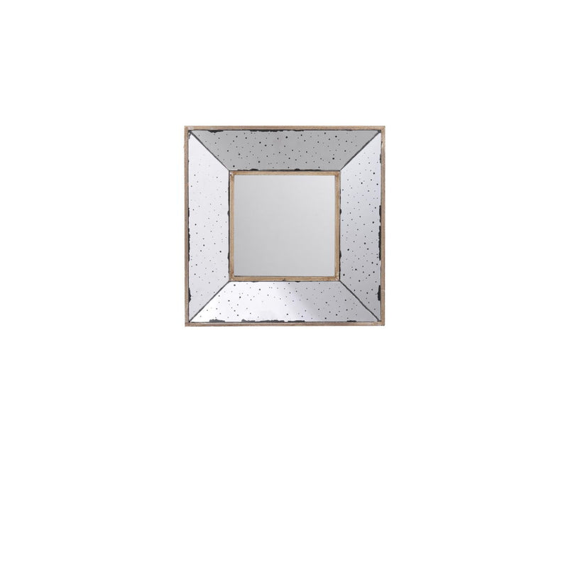 12" Square Wall Mounted Vintage Style Glass Frame Accent Mirror - Silver