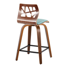 Load image into Gallery viewer, Folia - Mid Century Modern Fixed Height Counter Stool With Swivel With Square Footrest (Set of 2)
