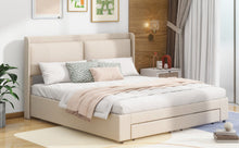 Load image into Gallery viewer, Queen Size Storage Upholstered Hydraulic Platform Bed with 2 Drawers, Beige
