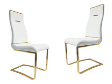 Load image into Gallery viewer, Upholstered Faux Leather Side Chairs For Dining Room (Set of 2) - White / Gold
