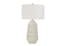 Load image into Gallery viewer, Ceramic Geometric Table Lamp With Cream Drum Shade - Ivory
