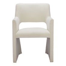 Load image into Gallery viewer, Upholstered Faux Linen Dining Arm Chair - White

