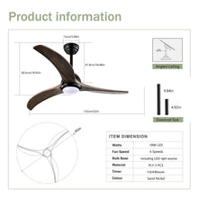 Load image into Gallery viewer, Indoor Outdoor Ceiling Fan With Light With Remote Control, Noiseless Reversible Motor, 6 Speed, 3 Color
