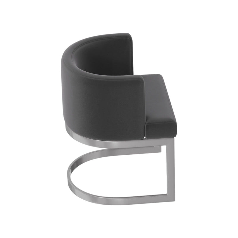 Upholstered Fabric Wing Back Dining Side Chair - Gray / Silver
