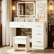 Load image into Gallery viewer, Vanity With LED Mirror And Storage Drawers For Bedrooms - Cream White
