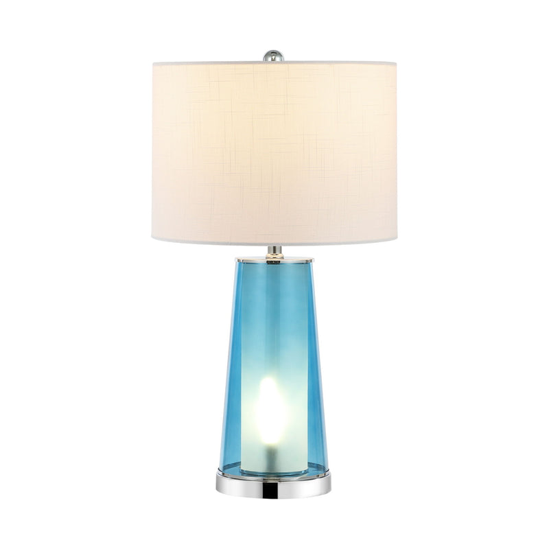 26" Lighthouse Table Lamps With Drum Shades (Set of 2) - Silver / Clear