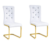 Load image into Gallery viewer, Faux Leather Metal Dining Side Chairs (Set of 2) - White / Gold

