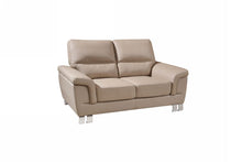 Load image into Gallery viewer, Faux Leather Love Seat - Beige / Silver
