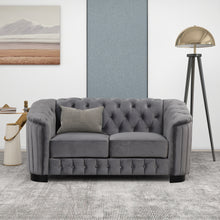 Load image into Gallery viewer, 64&quot; Velvet Upholstered Loveseat Sofa,Modern Loveseat Sofa with Thick Removable Seat Cushion,2-Person Loveseat Sofa Couch for Living Room,Bedroom,or Small Space,Gray
