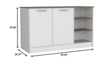 Load image into Gallery viewer, 59" Island For Kitchen With Storage - Brown / White

