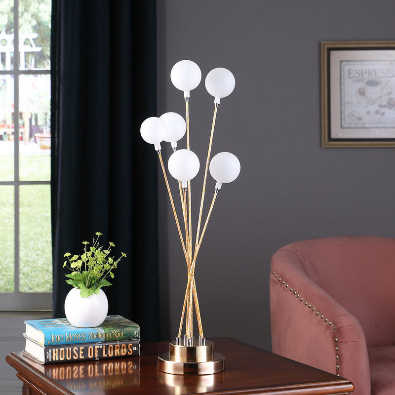 Six Light Globe Desk or Table Lamp - Yellow Gold