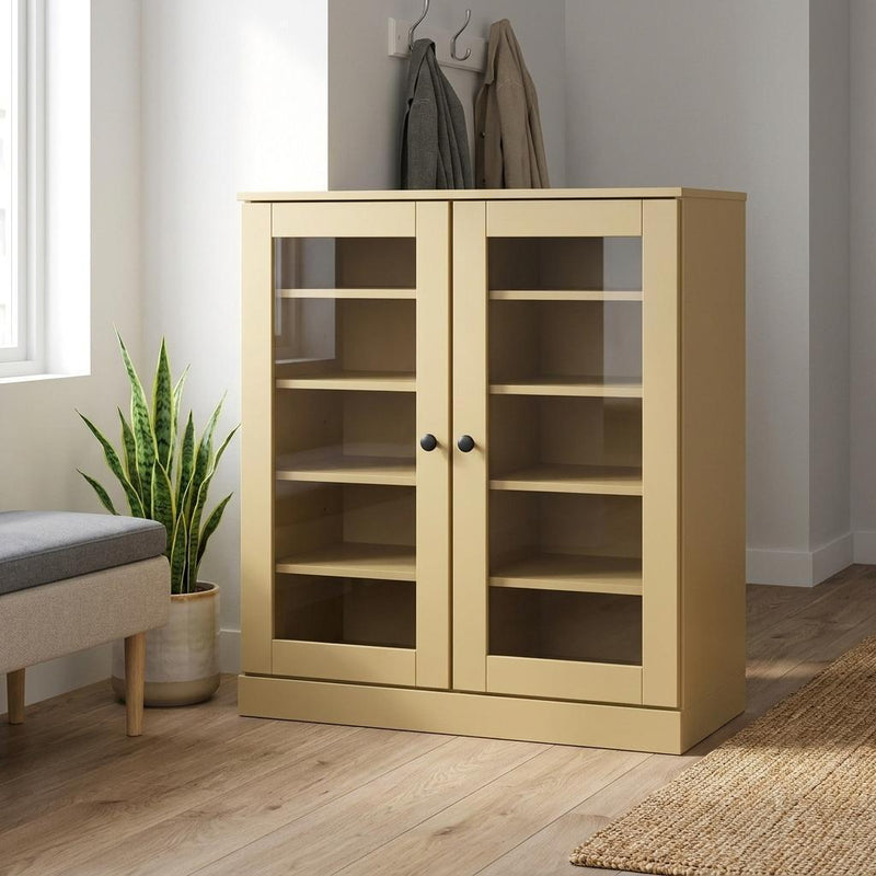Twenty Pair Solid Woodshoe Storage Cabinet (752335) - Yellow