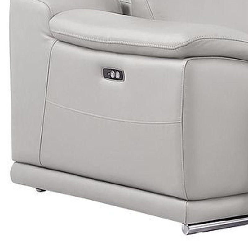 Leather Modular L Shaped Six Piece Corner Sectional With Console - Ash / Gray