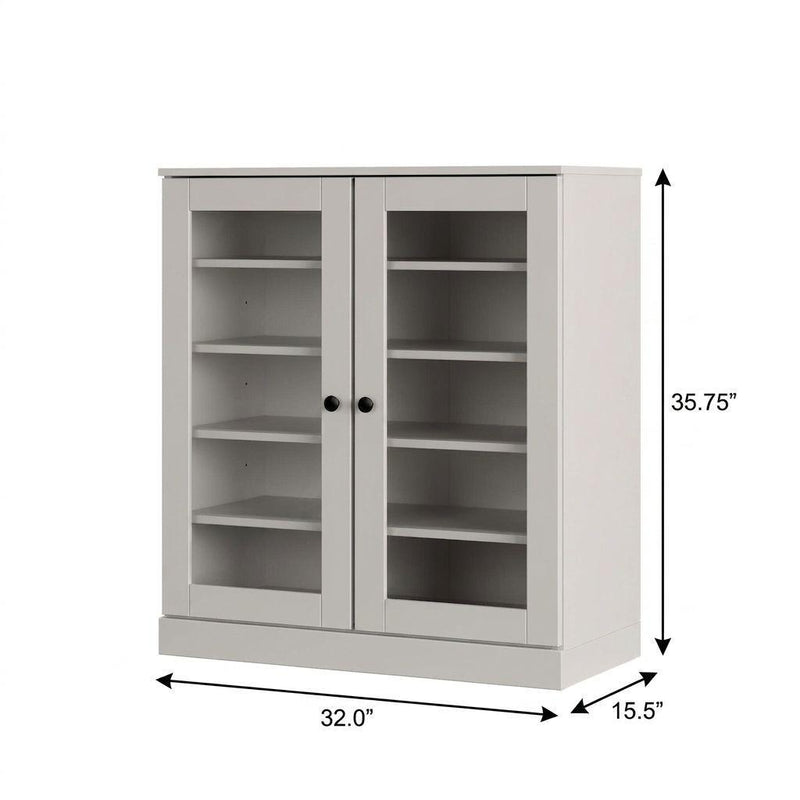 Twenty Pair Solid Woodshoe Storage Cabinet (752342) - Off White