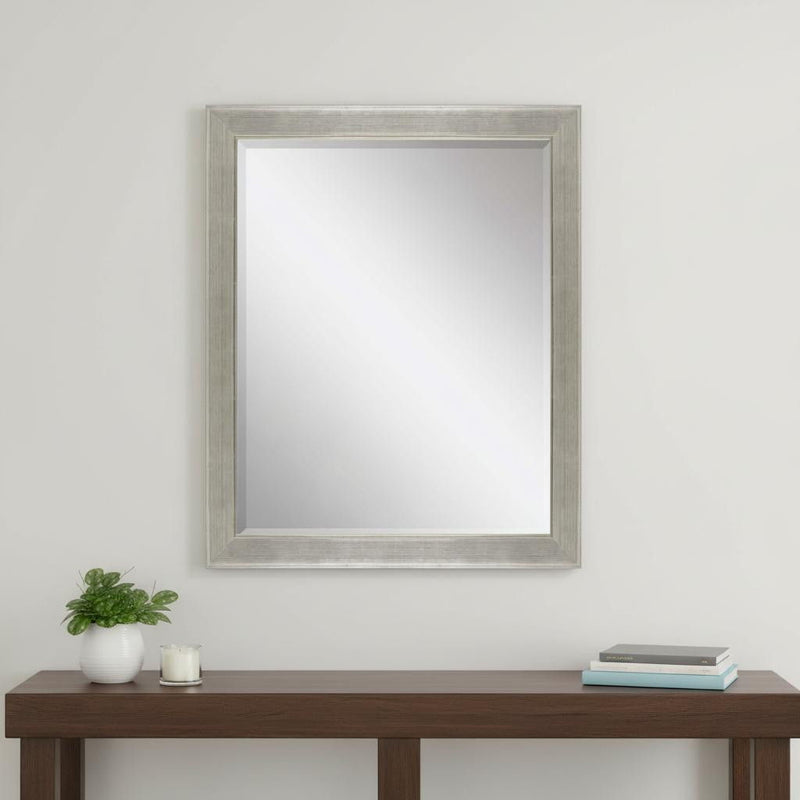 45" Solid Wood Framed Accent Mirror - Silver