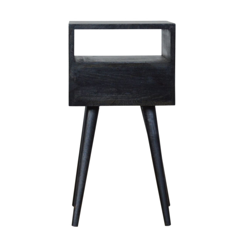 22" Solid Wood Square One Drawer Nightstand - Black