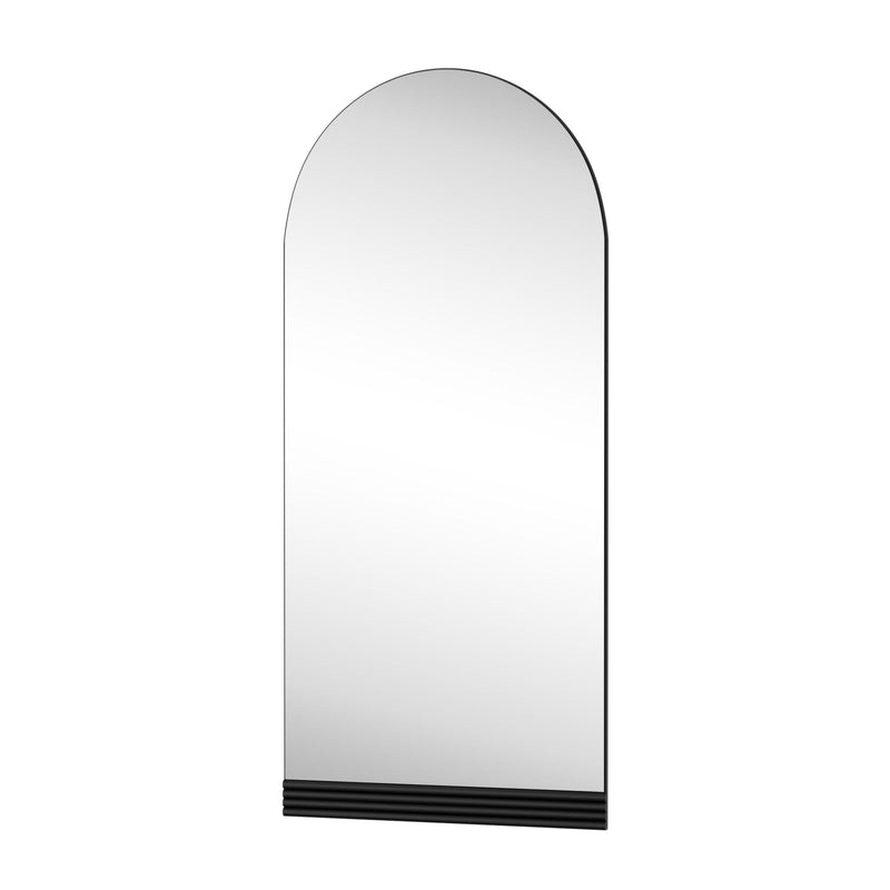 Wood Arch Freestanding Ornate Framed Accent Mirror - Black