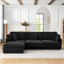 Load image into Gallery viewer, L-Shaped Sectional Sofa With Ottoman, Convertible 4 Seater Couch
