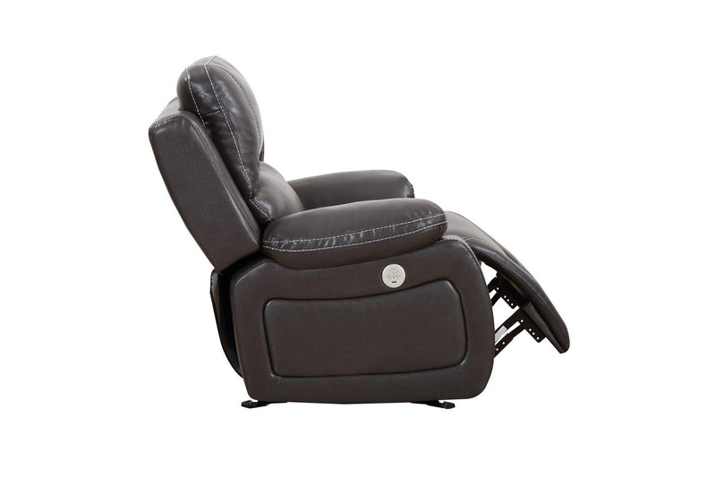 Leather Match Manual Gliding Recliner (366343) - Gray