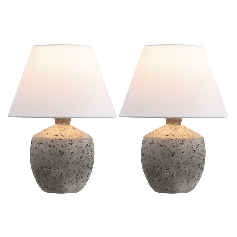 Novelty Bedside Lamps With Empire Shades (Set of 2) - Gray / White