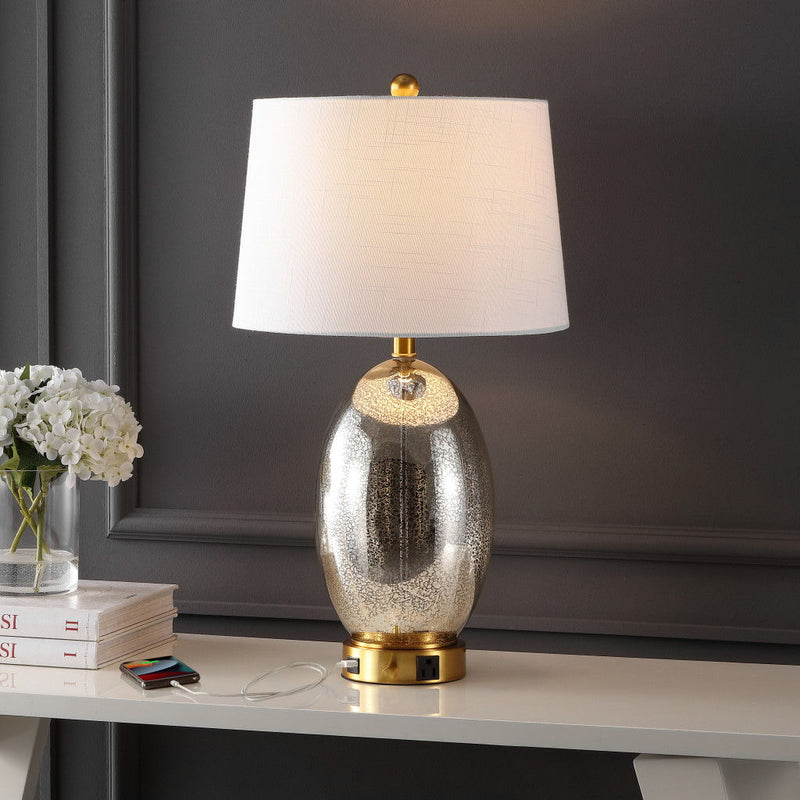27" Novelty Table Lamp LED With Empire Shade - Silver