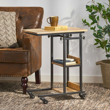 Load image into Gallery viewer, Modern Industrial Bed Laptop Table With C - Shape Design And Adjustable Height - Natural
