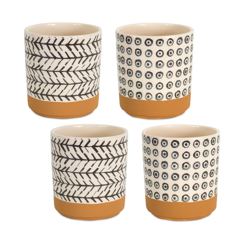 Dolomite Round Pot Planters (Set of 4) - Cream