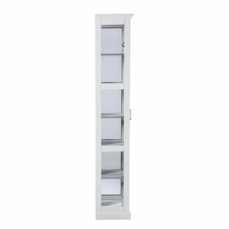 Cornice Molding Curio With Glass Door - White