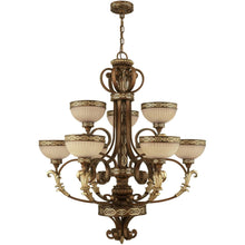 Load image into Gallery viewer, 40" Nine Light Dimmable Chandelier With Shades - Bronze
