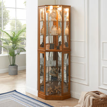 Load image into Gallery viewer, 6 Shelf Corner Curio Display Cabinet With Lights, Mirrors And Adjustable Shelves (E26 Light Bulb Not Included)
