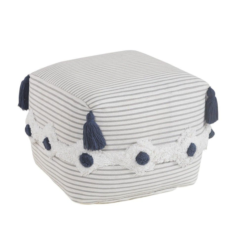 Cotton Square Ottoman - Gray