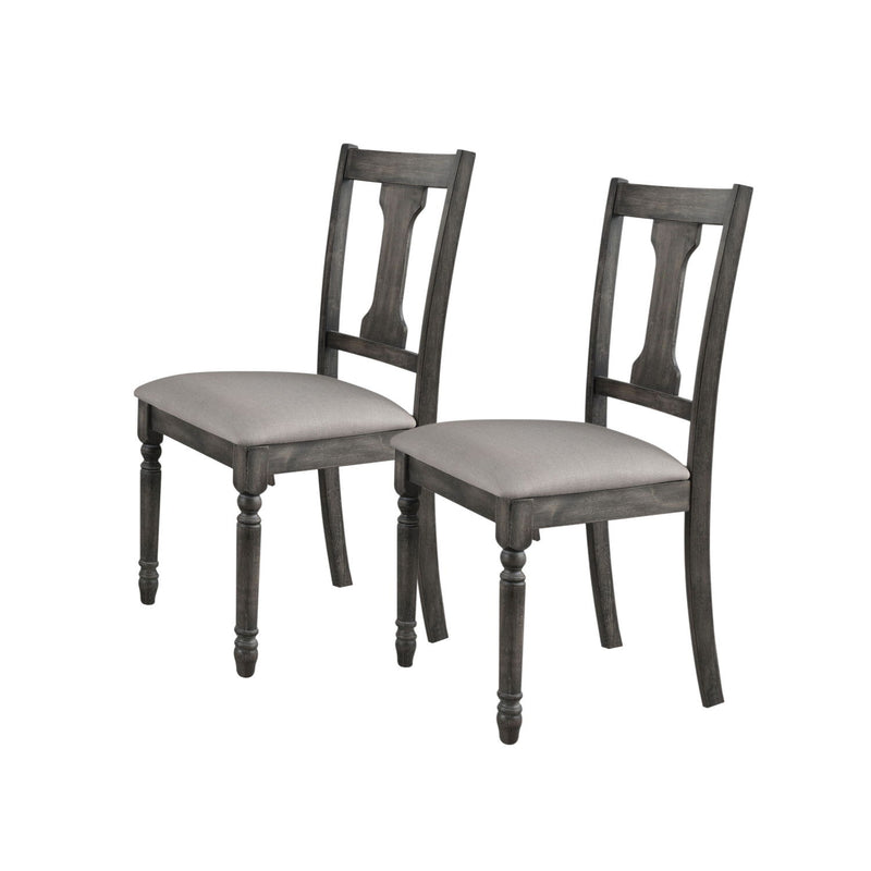 Upholstered Linen Open Back Dining Side Chairs (Set of 2) - Tan / Gray