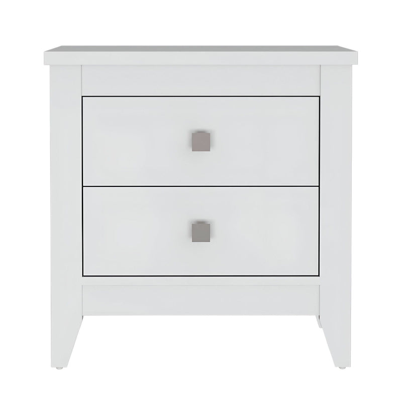 26.6" x 15.7" x 24.3" Two Drawer Faux Wood Nightstand - White