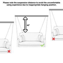 Load image into Gallery viewer, GO PE Wicker Porch Swing, 2-Seater Hanging Bench With Chains, Patio Furniture Swing For Backyard Garden Poolside, White And Gray
