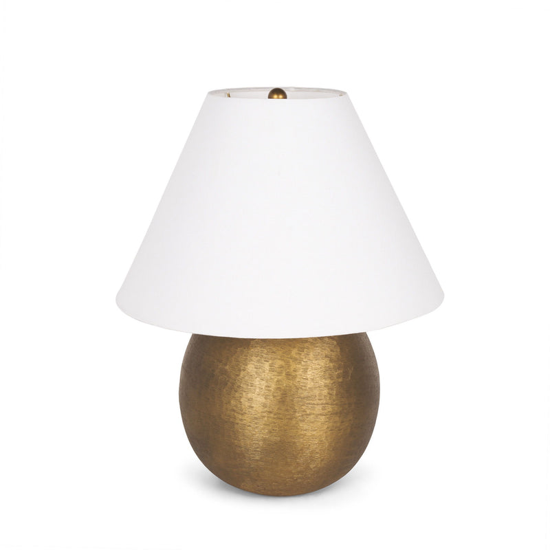 24" Metal Round Bedside Lamp With White Bell Shade - Gold