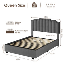 Load image into Gallery viewer, LIFT UP QUEEN SIZE BED VELVET GREY
