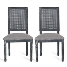 Load image into Gallery viewer, French Country Dining Chair With Rectangular Cane Backrest And Smooth Upholstered Seating
