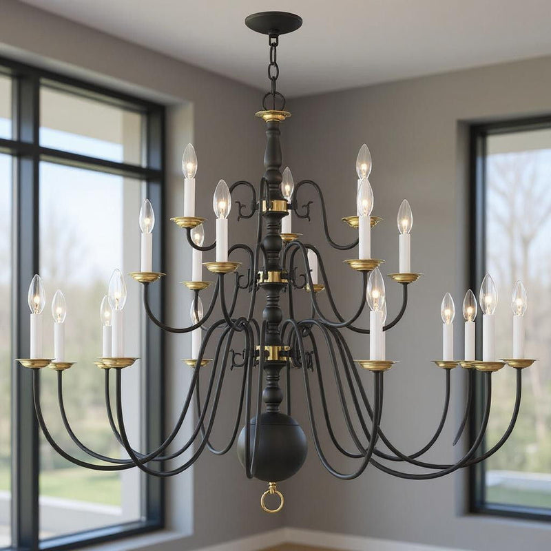 37" Multi Light Dimmable Chandelier With Shades - Black