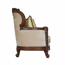 Load image into Gallery viewer, Polyester Blend Floral Sofa And Toss Pillows With Dark Brown Legs - Beige
