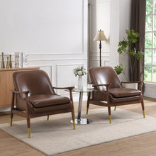 Load image into Gallery viewer, Mid - Century Accent Chair With Cushioned Seat, Brass Tipped Legs
