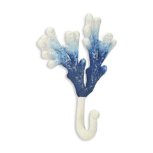 Load image into Gallery viewer, 5" Cast Iron Coral Wall Hook - Blue / White
