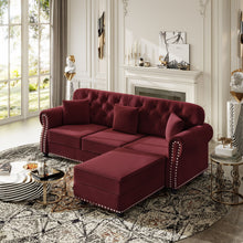 Load image into Gallery viewer, Upholstered 3 Seater Sofa Set With Ottoman
