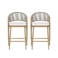 Load image into Gallery viewer, Outdoor 26&quot; Counter Height Metal Frame Counter Stools With Scallop Shaped Backrest &amp; Water Resistant Cushions
